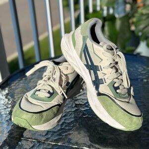 Asics Athletic Shoes in Green and Cream